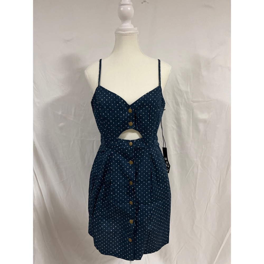 BNWT Urban Outfitters COPE Snap Front Cut Out Mini Dress size large
